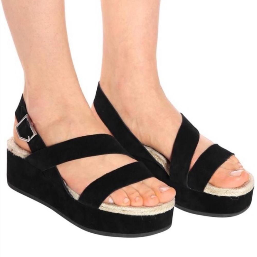 Rag & Bone Megan black suede platform wedge sandal 36/6